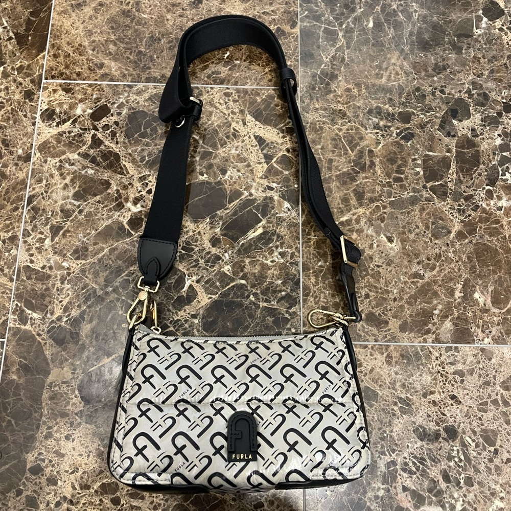 Furla silver nylon purse
